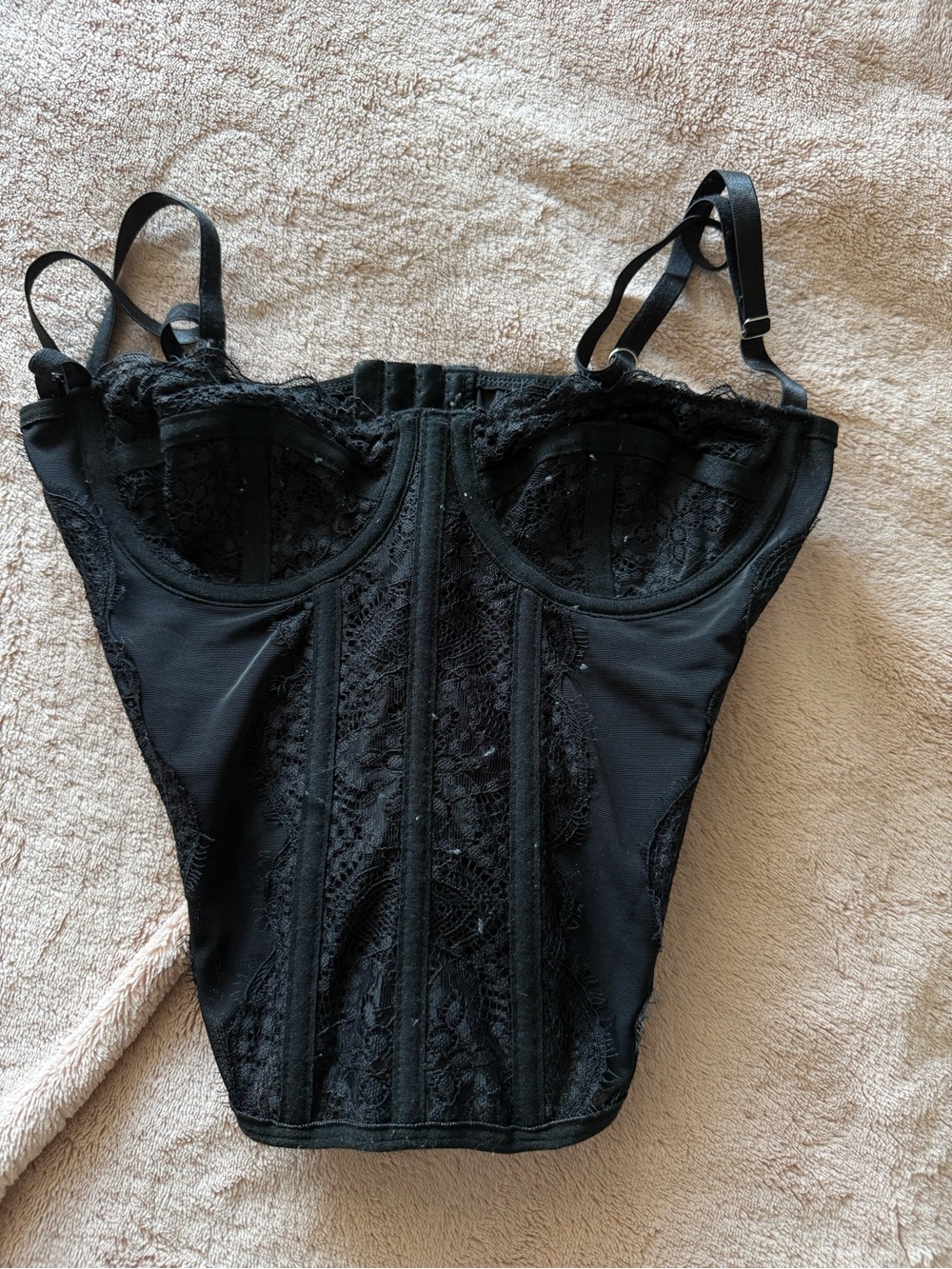 SHEIN Black Lace Bustier Tank Top